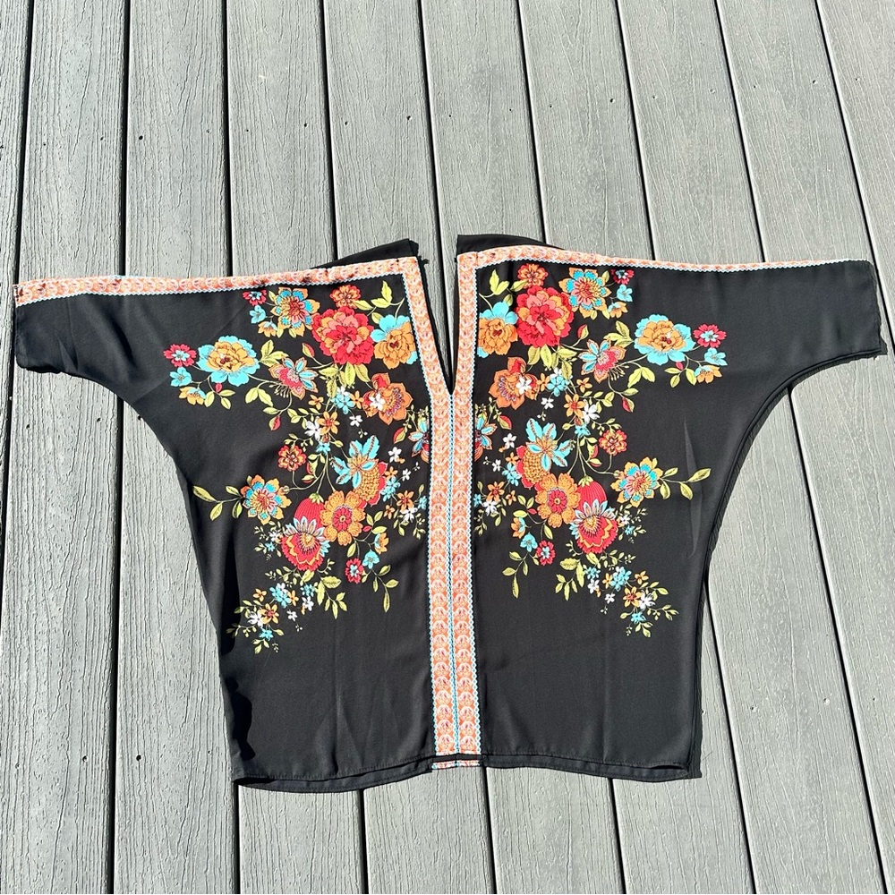 Rose & Olive Black Embellished Boxy Blouse